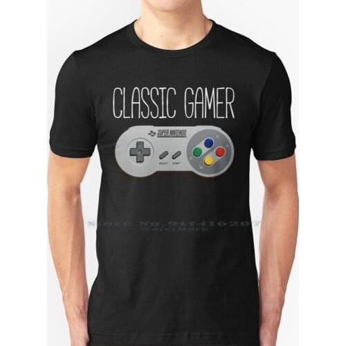 Classic Gamer ( Snes Controller ) T Shirt 100% Pure Cotton 32bit 64bit 8 Bit Nes Famicom Luigi Bowser Princess Peach Toadstool