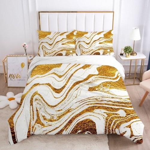 3D Duvet Cover Sets Bedding Set Quilt Covers White Gold Bed Linens King Queen Full Twin Double Single Size Marbling Design Gray