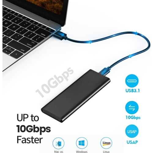 Zomy NVME to USB 3.1 External Portable SSD Case Solid State Gen2 Hard Drives Box Type-C 10Gbps M-Key for Laptops HDD Enclosure