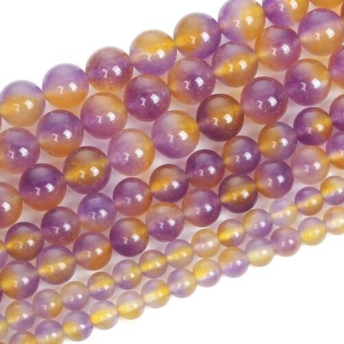 6-10mm Natural Stone Beads Round Smooth Ametrine Spacer beads For Jewelry Making DIY Charm Bracelet Necklace Handmade