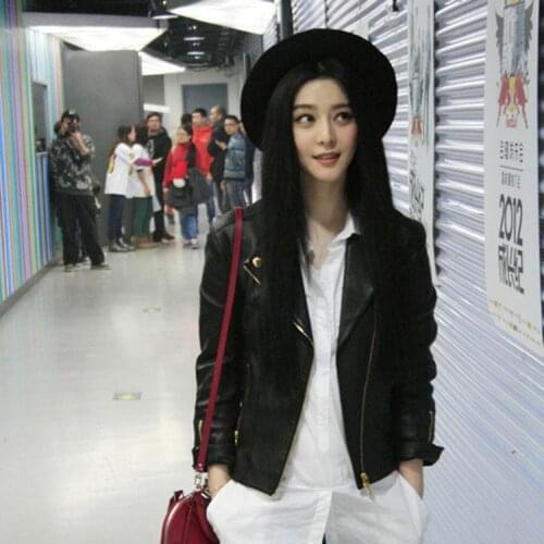 Jackets For Women Short Real Leather Coats Shearling Black Sheepskin Collar Natural Pockets Zippers Spring/Autumn High Street