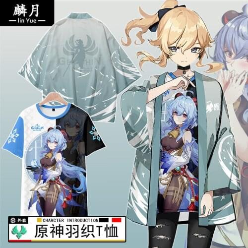 Fashion Haori Genshin Impact Ganyu Diluc Cartoon Cosplay Costumes Summer Casual T-shirt And Shorts For Men And Women Cos Lin Yue