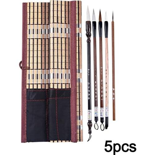 Umitive 5PCS/Set Bamboo Traditional Chinese Calligraphy Brushes Set Writing Art Painting Supplies、 Ink art painting supplies