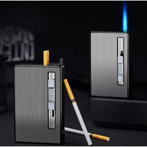 Unusual Portable Cigarette Case With Lighter Cigarette Holder Waterproof Cigarette Box Lighter Men Gifts