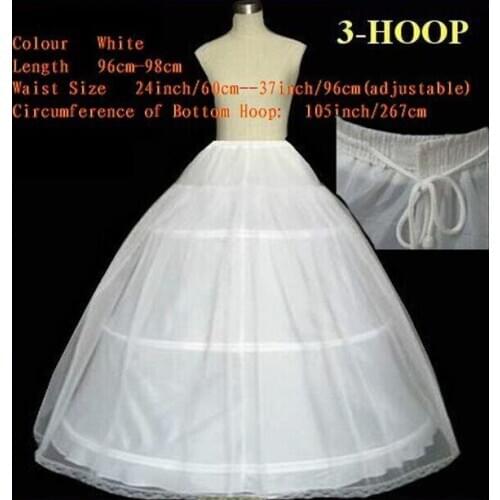 Wedding Dress Petticoat Slip Adjustable Waist Size Two Layers Three Hoops Bridal Underskirt Crinolines Wedding Accessories