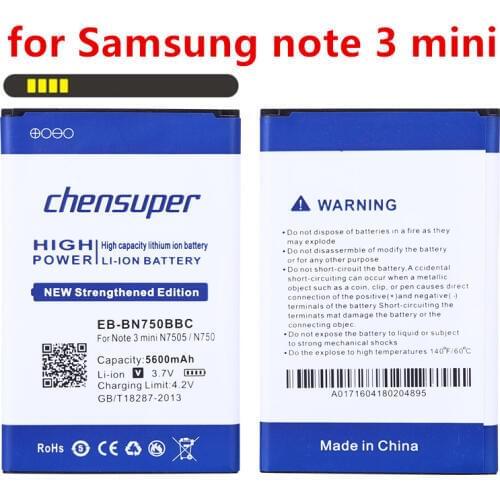 NEW 5600mAh EB-BN750BBC Li-ion Phone Battery for Samsung Galaxy Note 3 mini / N7505 / N750 /samsun note 3 mini