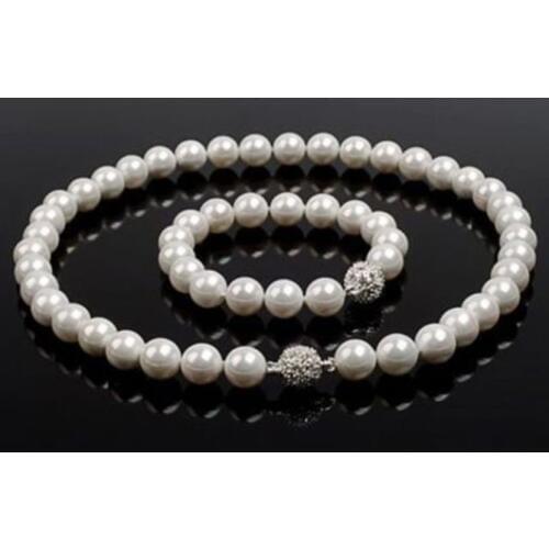 Charming 10-11 mm Tahitian white AAA Pearl Bracelet + Necklace 18"