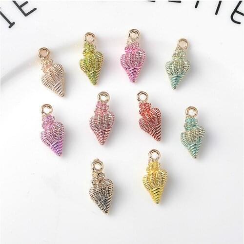 10pcs/lot Enamel Conch Pendant Charms 9*20mm Drop Oil Alloy Pendant Accessories DIY Earrings Handmade