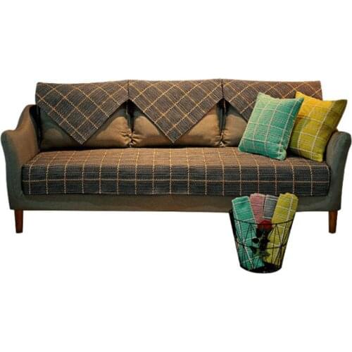 Anti Slip Couch Cover Funda Sofa for Living Room Cotton Fabric 5 Colors Seasons Universal