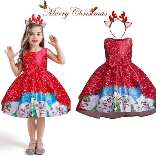 Christmas Snowflake Skirt For Girl Sweater Children Clothing New Year Childrens Dress Cute Style Princess Dress 4-10 Yrs Kids