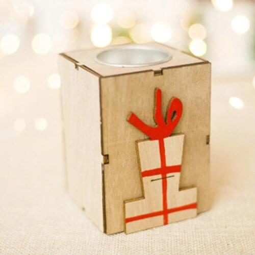 Christmas Wood Candle Holder Candlestick Table Lamp For Tea Light Xmas Decoration LX8663