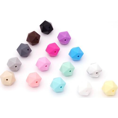 Sutoyuen Silicone Multi-faceted Beads 100PC 17mm Candy Color Beads Baby Teether DIY Nursing Necklace Silicone Teething Beads