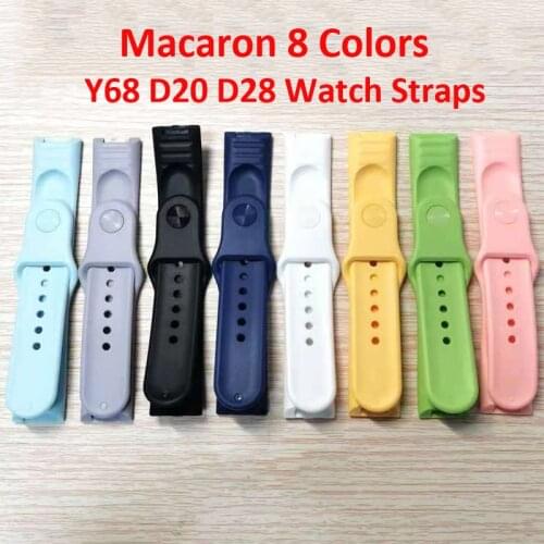 Macaron 8 Colors Silicone Straps For Y68 D20 D28 Smartwatch Bracelet Replace Soft TPU Wrist Watchband Belt Smart Watch Band