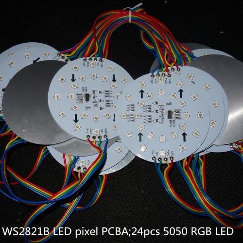 20pcs/set DC24V 100mm diameter WS2821B LED pixel PCBA;24pcs 5050 RGB LED;IP33,non-waterproof';5.76W
