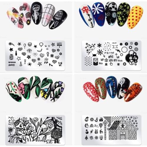 1Pcs Nail Art Stamping Plates Flower Leaf Geometry Animals Image Stamp Templates Stainless Steel Print Stencil Tools for Manicur