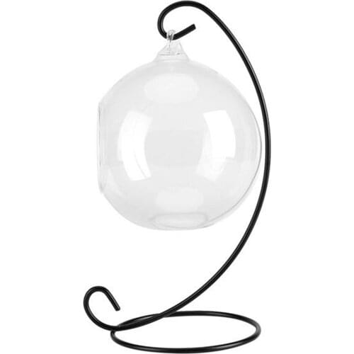 Hanging Glass Terrarium Clear Large Glass Vase With 23cm Metal Display Stand Ocean Scene For Air Plants Succulent Planters Home