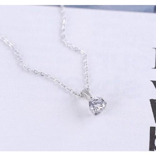 925 Sterling Silver Jewelry Fashion Zircon Pendant Geometric Necklace for Women Charm Accessories Wedding Gifts Female SN219