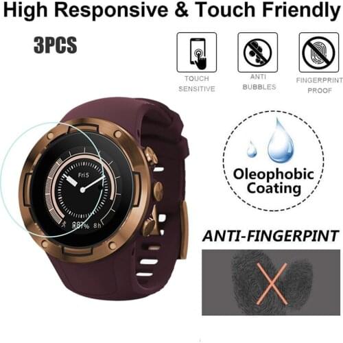 Screen Protector for SUUNTO 5 Smart Watch Tempered Glass Clear Film Screen Protective Full Cover Ultra Film 3Pack 19Sep