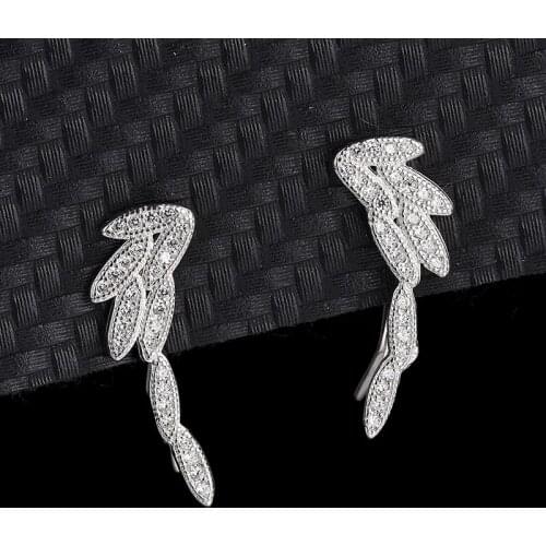 S925 Sterling Silver New Dragonfly Wings Earrings Female Fashion Temperament And Match Micro-set Full Diamond Earrings Wholesale