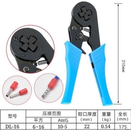 1PCS 16-4 Tubular Terminal Crimping Tools Mini Electrical Pliers HSC8 16-4 6-16mm² 10-5AWG High Precision Clamp Sets
