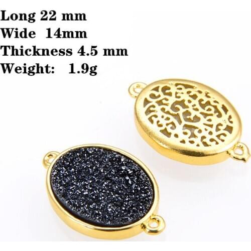 10pcs/pack Oval crystal bud connector 22*14 copper inlaid crystal bud double hole bracelet material jewelry accessories