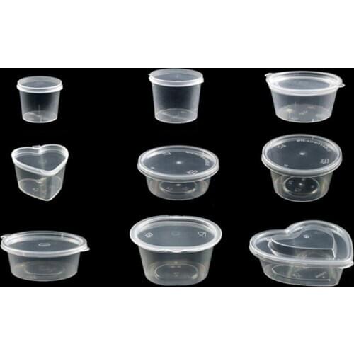 100pcs Disposable sauce cups love round mini small transparent plastic packaged spice box heart shape pudding cup with lid