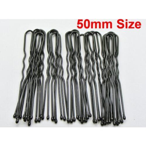 120 Black Wavy U Comb Bobby Pins Grips Hair Barrette Clip 50mm