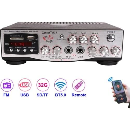 2*60W FM Radio Mp3 Player Audio Bluetooth-Compatible Power Amplifier Stereo Equalizer HiFi Karaoke Digital Mp3 Decoder Music AMP
