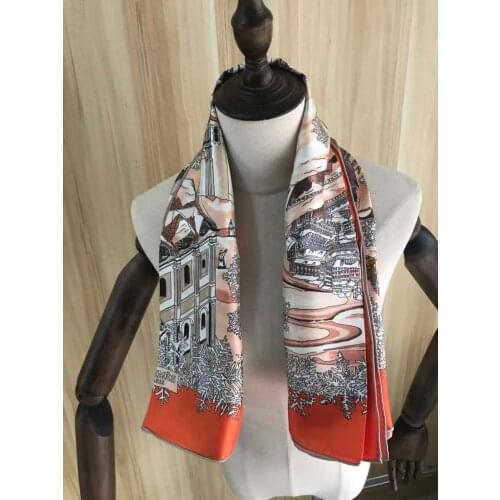 2021 new arrival fashion elegant classic design 100% silk scarf 90*90 cm square shawl twill wrap for women lady girl