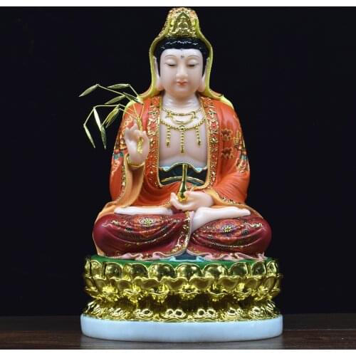 2021 High-grade TOP Buddha statue Home store company Shrine FAMILY bless safe Painted Guanyin PUSA Buddha jade gilding Sculpture
