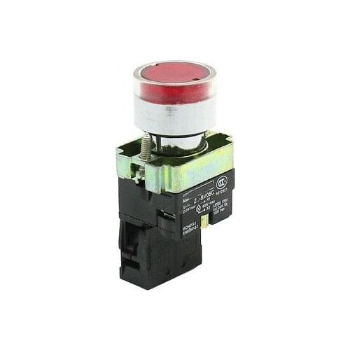 600V Ui 10A Ith SPST NC. Red Pilot Lamp Momentary Type Push Button Switch