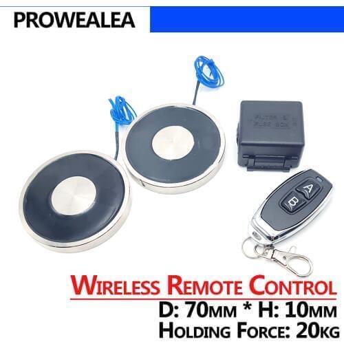 70/10 Wireless remote control Double Electromagnets DC12V Cylinder Electric Magnets 20KG Strong Electromagnetic Solenoid Sucker