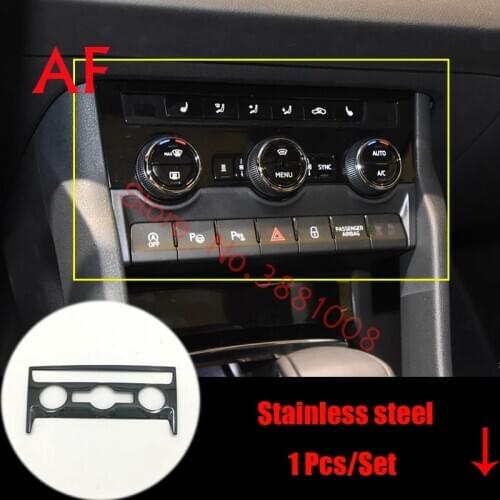 Stainless steel For Skoda Karoq 2017 2018 accessories Car Central Control Adjustment Panel decoration cover trim Car styling