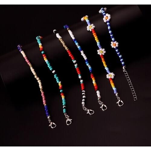 Colorful Bead Anklet Fashion Flower Decorative Bohemian Style Summer Beach Anklet Charm Anklet Foot Chain Women Jewellery