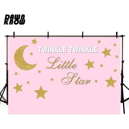 DAWNKNOW Cartoon Little Star Photography Background Baby Photocall Birthday Party Pink Moon Backdrop Children Photo Shoot lv950