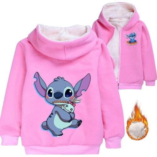STITCH Hoodies Boys Jackets Autumn Winter Girls Coat Creeper Fashion Hooded Sweatshirt Winter Warm Children Sweaters