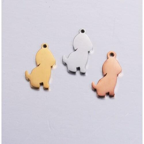 DIY cute dog lettering jewelry pendant handmade 50pcs 12*21mm 2021 best selling mirror stainless steel animal accessories