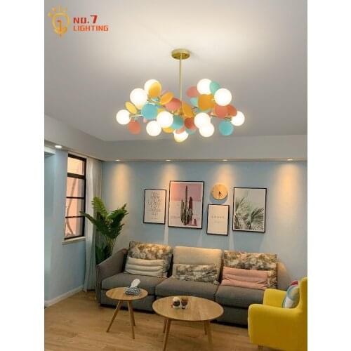 Designer Macaroon Flower Branch Chandelier Lighting Atmosphere Modern Magic Bean Light Fixtures Kids Room Dining Room Restaurant