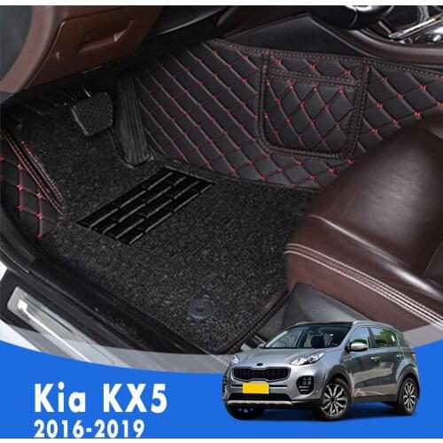 For Kia KX5 2019 2018 2017 2016 Luxury Double Layer Wire Loop Car Floor Mats Carpets Custom Auto Styling Interior Accessories