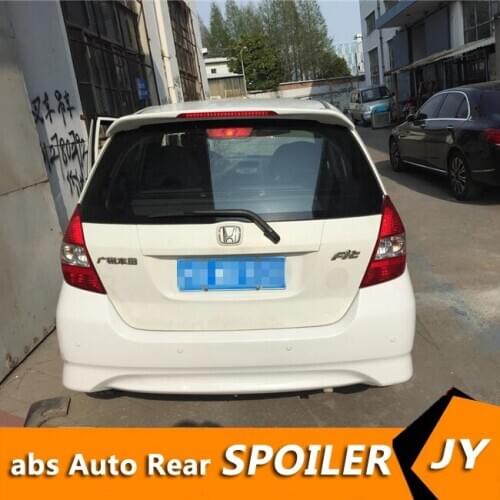 For HONDA FIT Spoiler 2004-2007 jazz spoiler with light High Quality ABS Material Car Rear Wing Primer Color Rear Spoiler