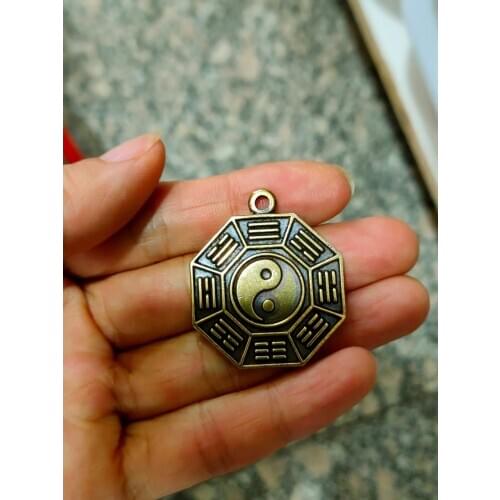 CHINA antique brass fengshui Eight trigrams small Statue Metal crafts family decorations Necklace pandent