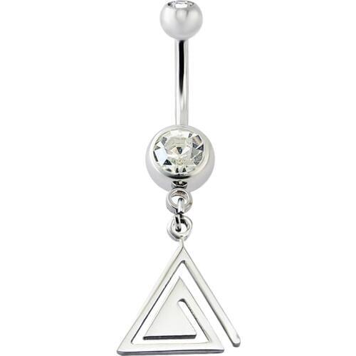 Triangle belly button rings dangle belly piercing surgical steel piercing navel crystal navel belly ring women fashion jewelry