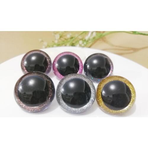 100pcs/lot 26MM-40MM round clear safety toy eyes +glitter fabric+hard washer for diy doll findings-size&color option--N6