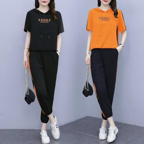 Summer Fashion Suit Temperament Harlem Pants Two-piece Set Suit Fashionable Ensemble Femme Survetementsummer Costumes For Women