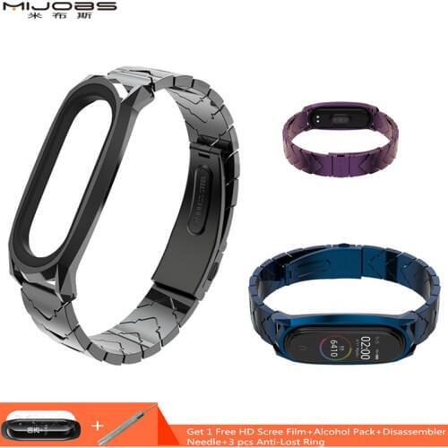 Mijobs Mi band 4 Strap Metal Bracelet for Xiaomi Mi Band 4 Strap Screwless Stainless Steel MiBand 4 Wrist Band Smart Wristband