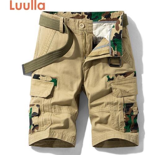 Luulla Men 2021 Summer New Casual Vintage Classic Pockets Cargo Shorts Men Outwear Fashion Twill Cotton Camouflage Shorts Men