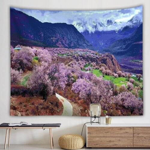 Flower Mountain Wall Hanging Tapestry Drop Shipping Canyon Scenery Wall Carpet