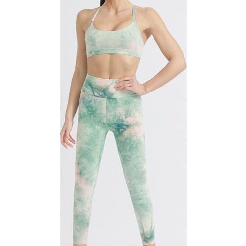 New Womens Yoga Clothing Suit 2021 Summer Tie-Dye Sling Beauty Back Sports Bra Meat-Covering High-Waist Buttocks Yoga Pants