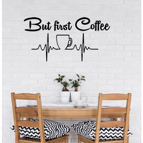 Cup Of Coffee Wall Sticker Vinyl Art Removable Poster Mural Cafe Kitchen Window Quote Wall Decoration Decals LX154
