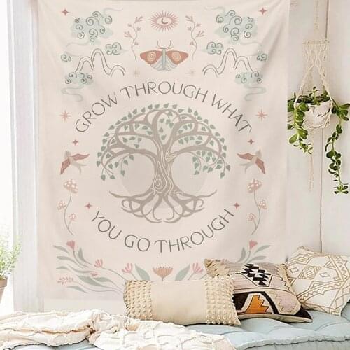Lifetree Tapestry Wall Hanging Boho Mountain Wall Hanging Abstract Mountains Art Bedroom Dorm Room Sun Moon Wall DecorTapestries
